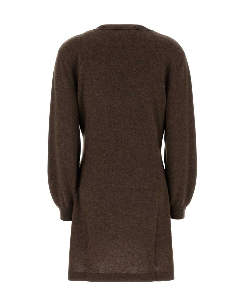 Lisa Yang Brown Abrielle Tie-Waist Knitted Dress