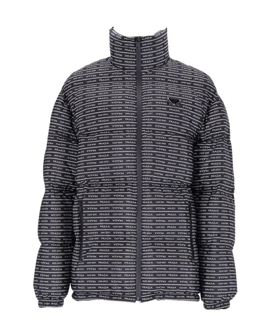 Prada Gray Zip-Up Down Jacket