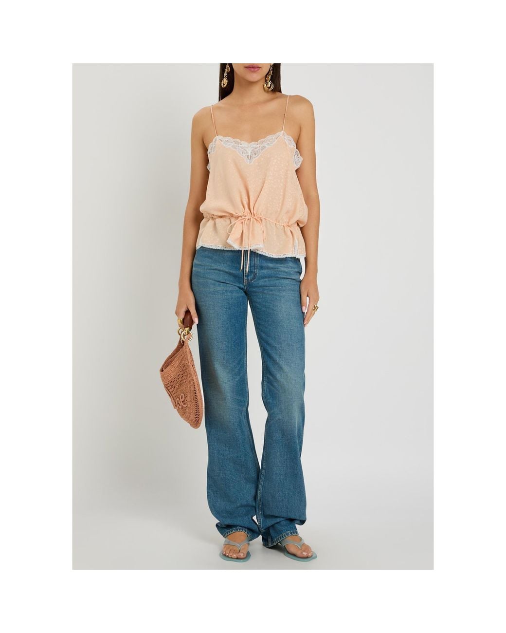 Chloé Natural Silk Floral Square Neck Cami Vest