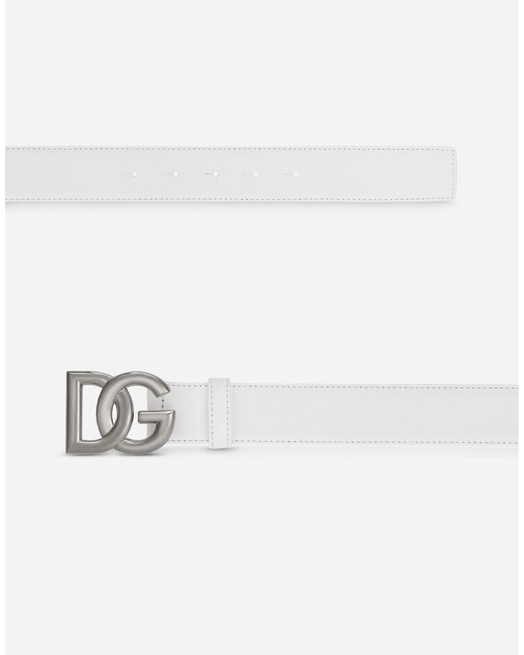 Dolce & Gabbana White Dg Logo Buckle Belt for men