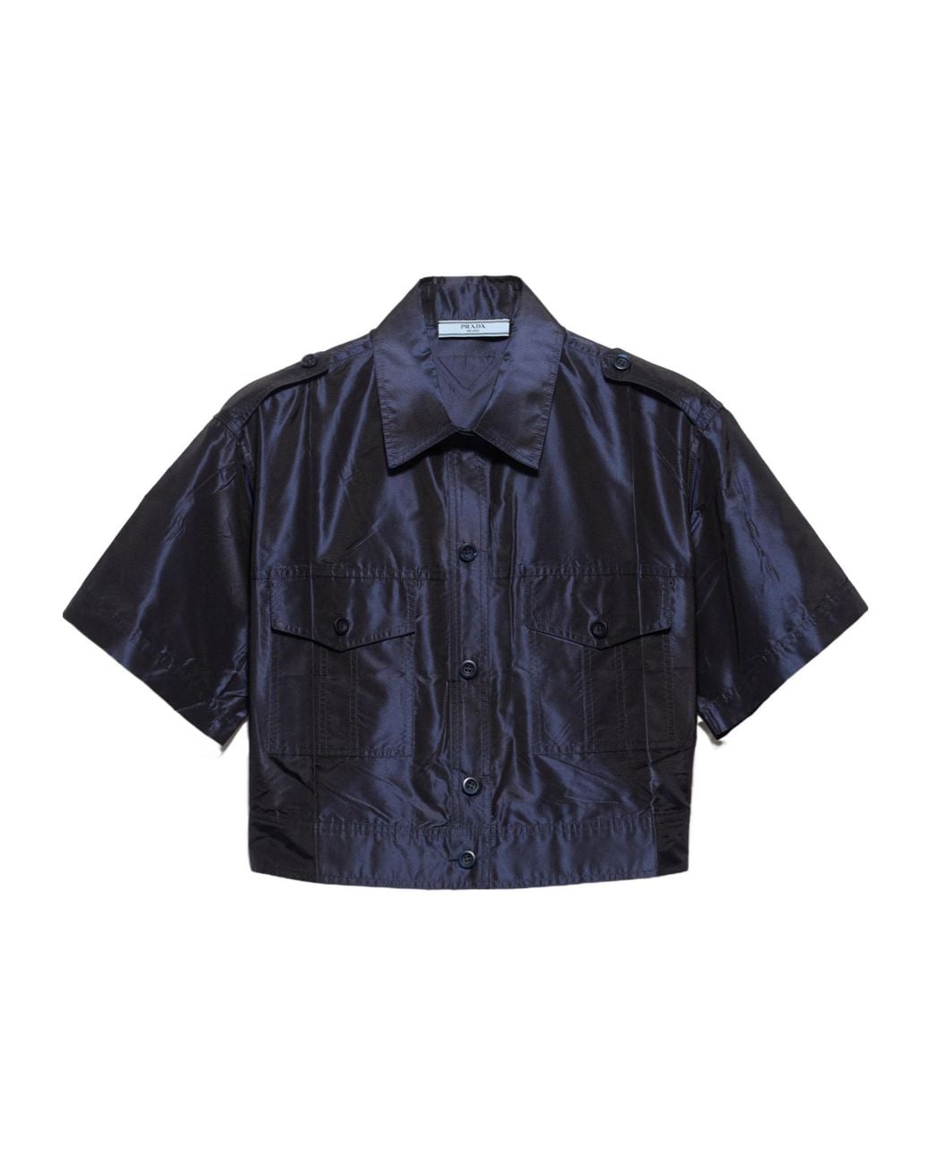 Prada Blue Cropped Taffeta Shirt