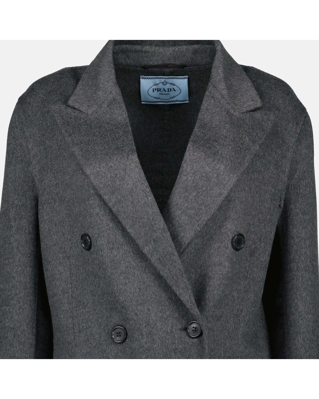 Prada Gray Double-Breasted Double Cashwool Coat