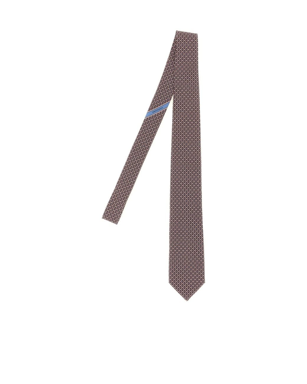 Ferragamo Purple Gancini Links Print Silk Tie for men