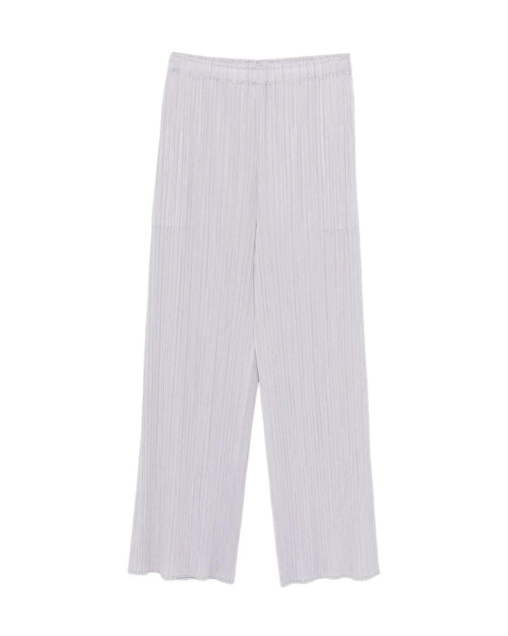 Issey Miyake White Square Pleated Trousers