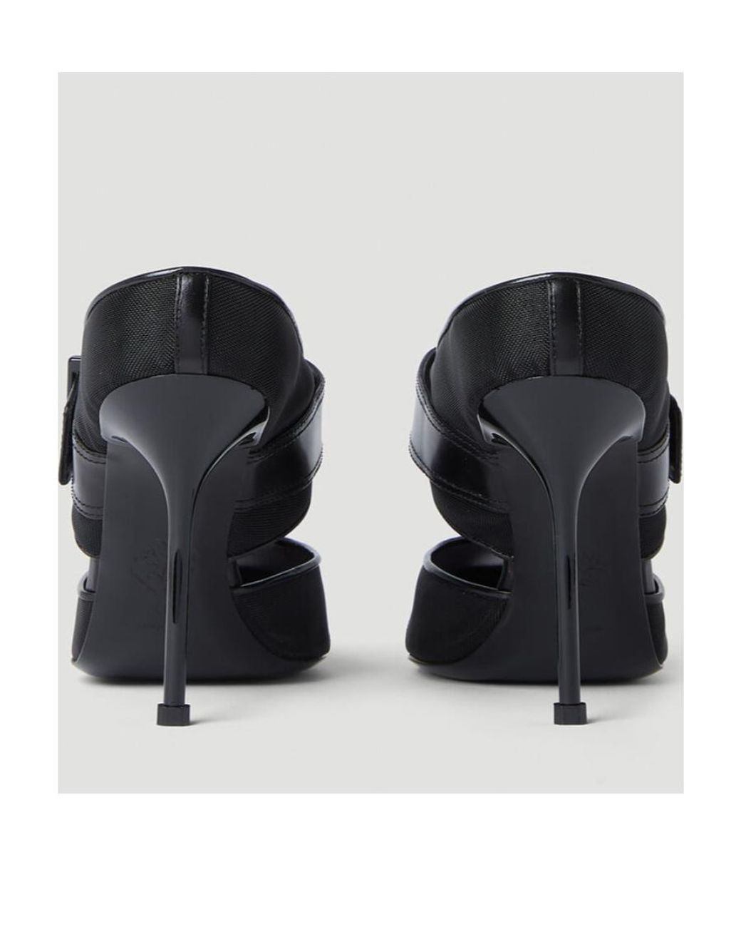 McQueen Black Punk Buckle Heeled Mules