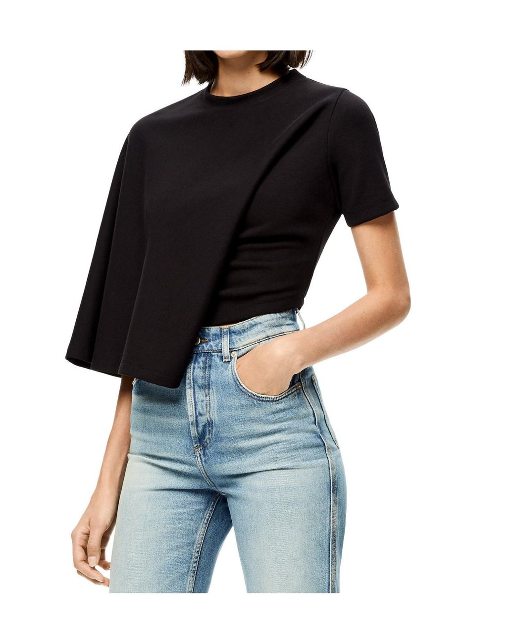 Loewe Black Cotton-Blend Short-Drape Top