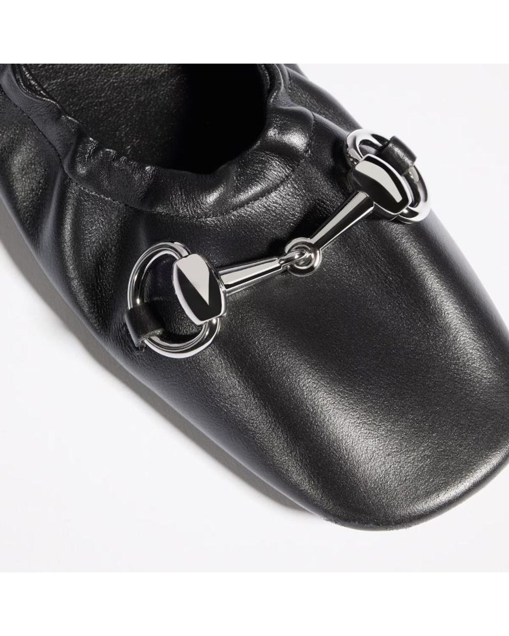 Gucci White Horsebit Detailed Ballerina Flat