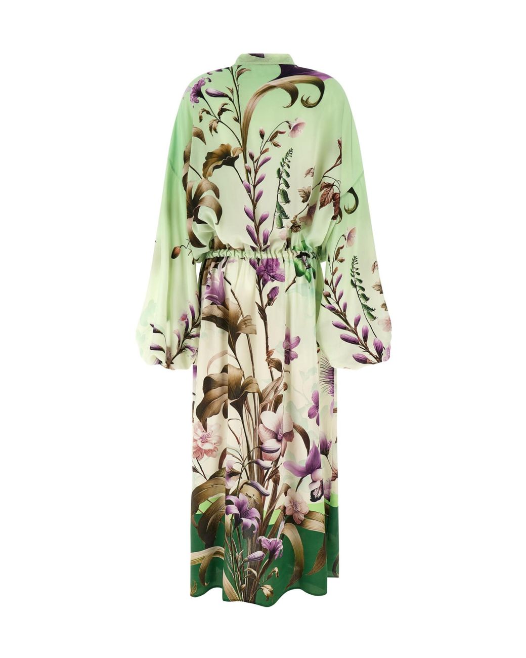 F.R.S For Restless Sleepers Green F.R. For Restless Sleepers Floral Print Drawstring Long Dress