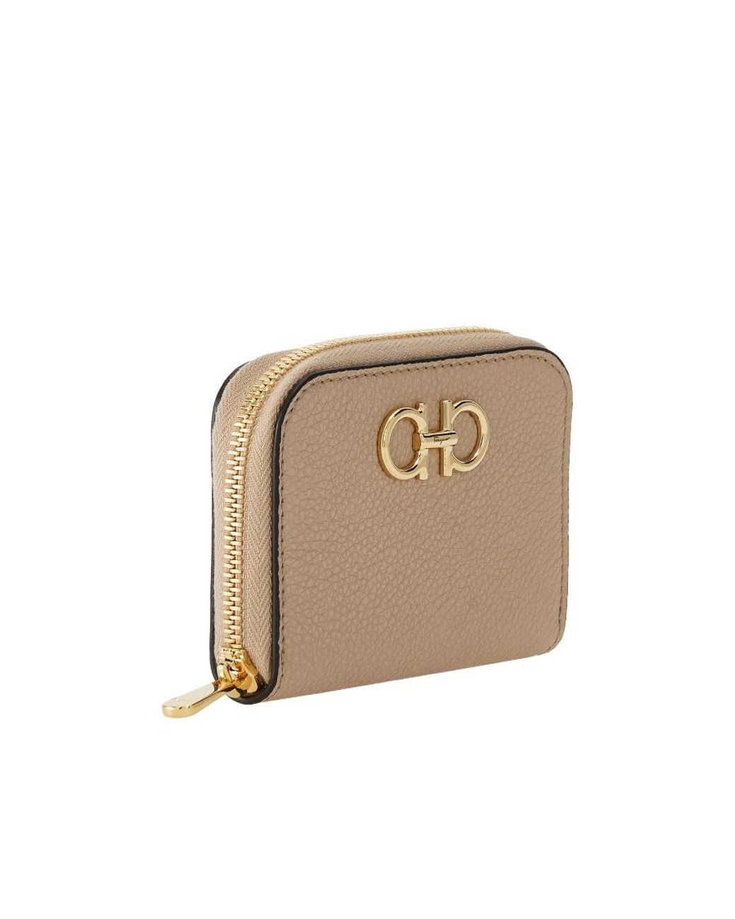 Ferragamo Natural Ferragamo Gancini Zipped Card Holder
