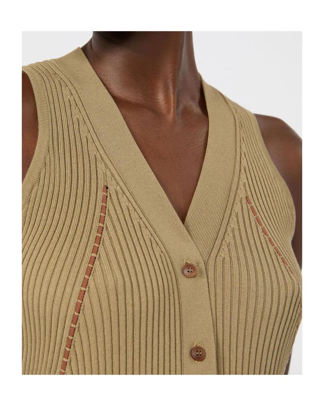Max Mara Green Semi-Fitted Knit Waistcoat