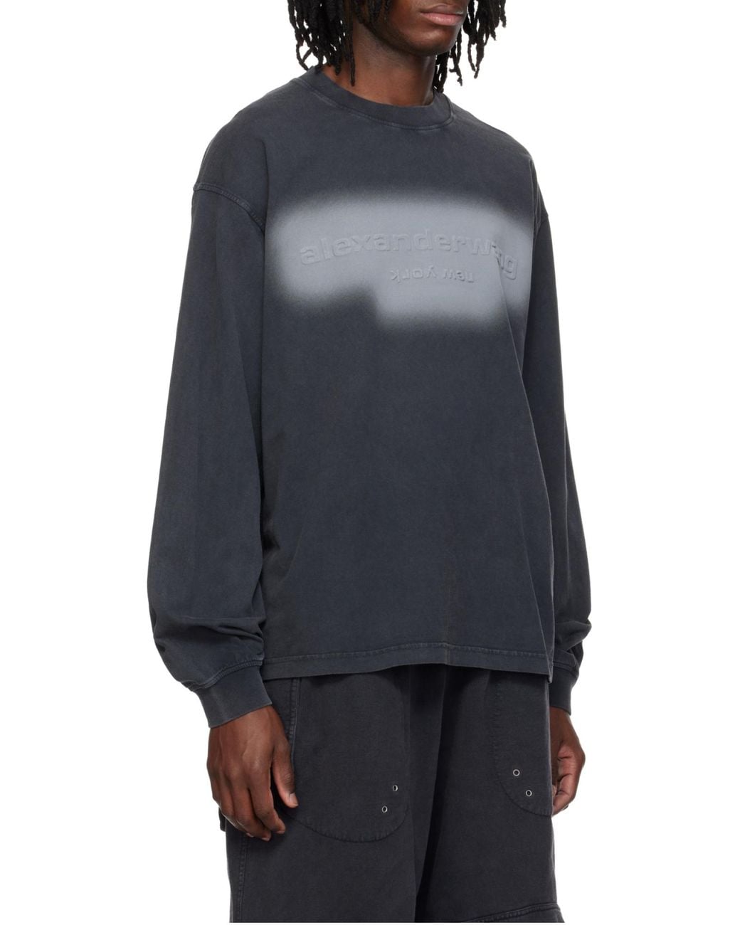 Alexander Wang Black Oversized Long Sleeved Logo T-Shirt
