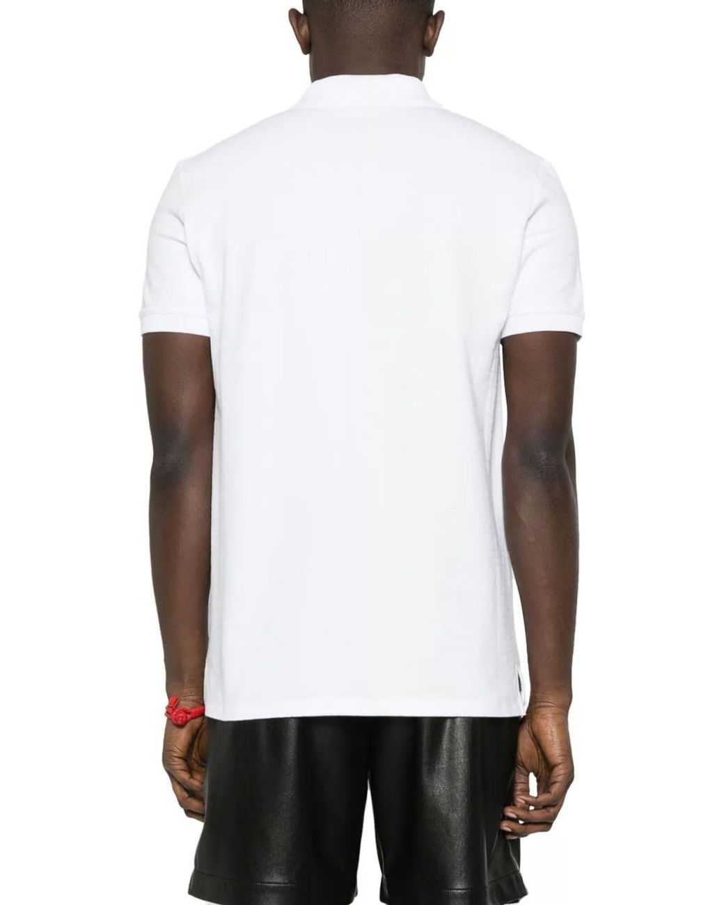 Balmain White Monogram-Patterned Polo Shirt for men