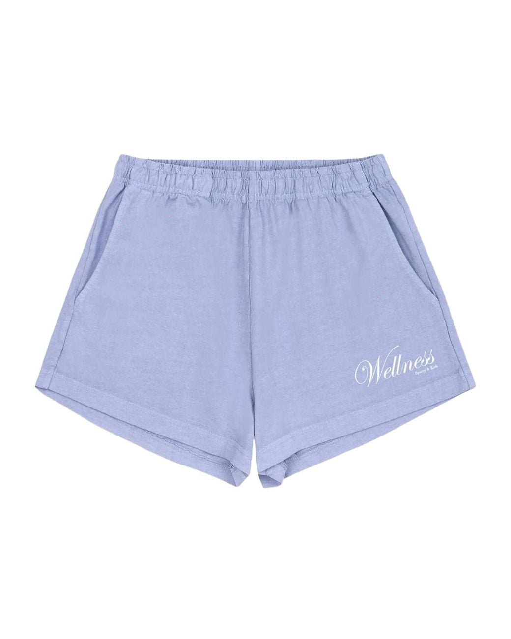 Sporty & Rich Blue Avenue Disco Logo-Print Mini Shorts
