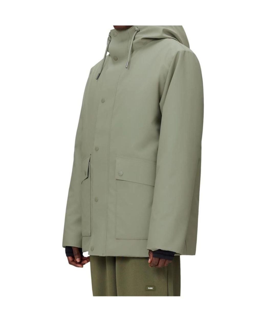 Rains Green Long-Sleeved Snap-Button Casual Jacket for men