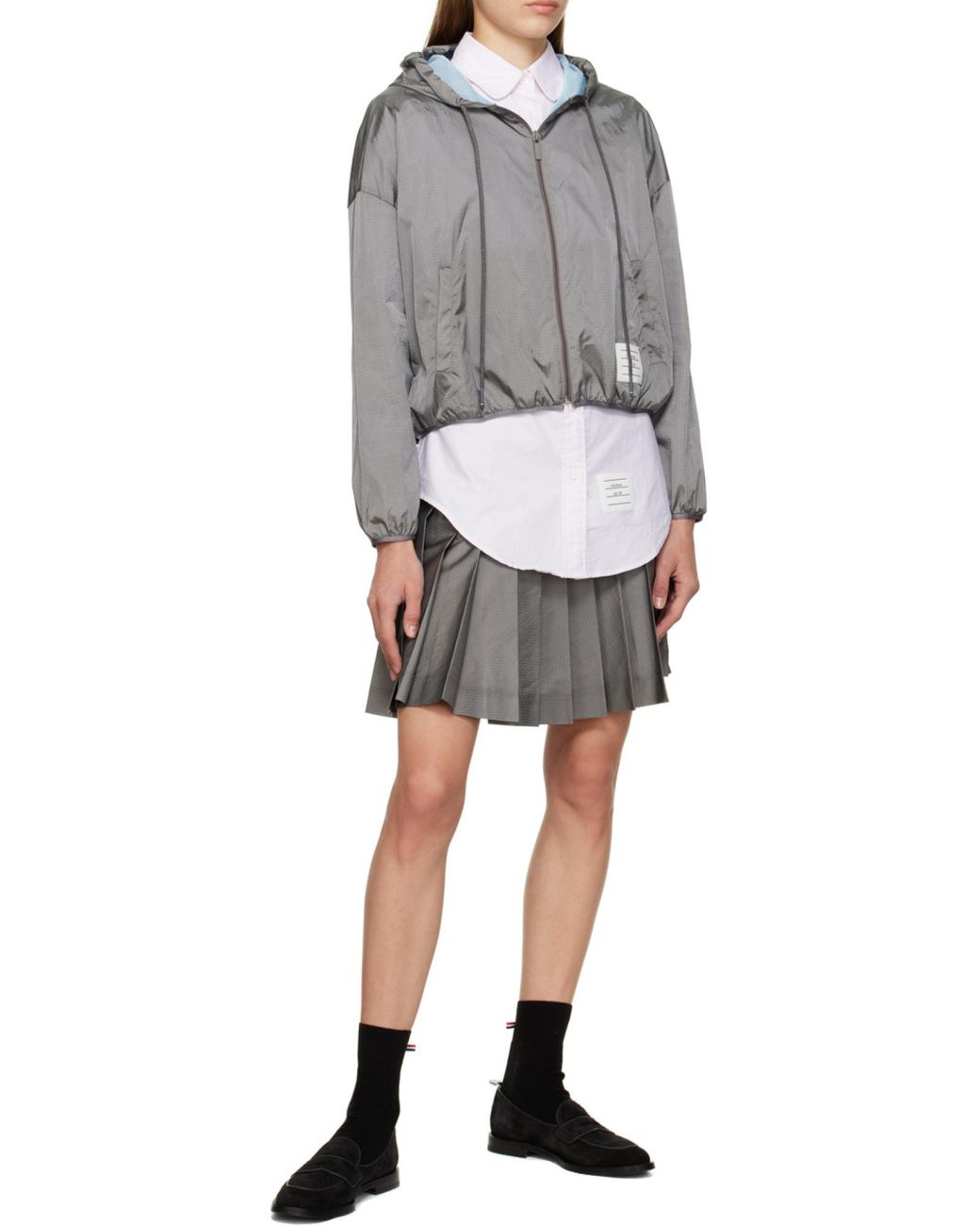 Thom Browne Gray Ripstop Mini Skirt