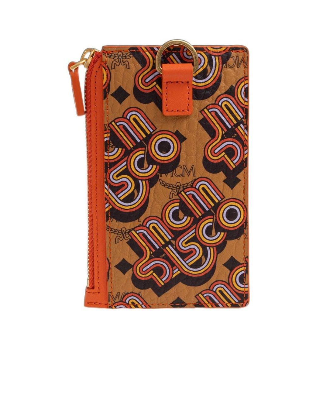 MCM Orange Leather Card Holder for men