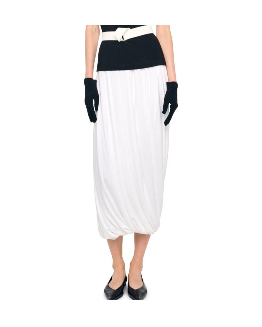 Norma Kamali Blue Gathered Midi Skirt