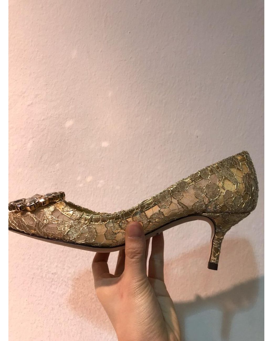 Dolce & Gabbana Natural Belluci Embellished Lace Pumps