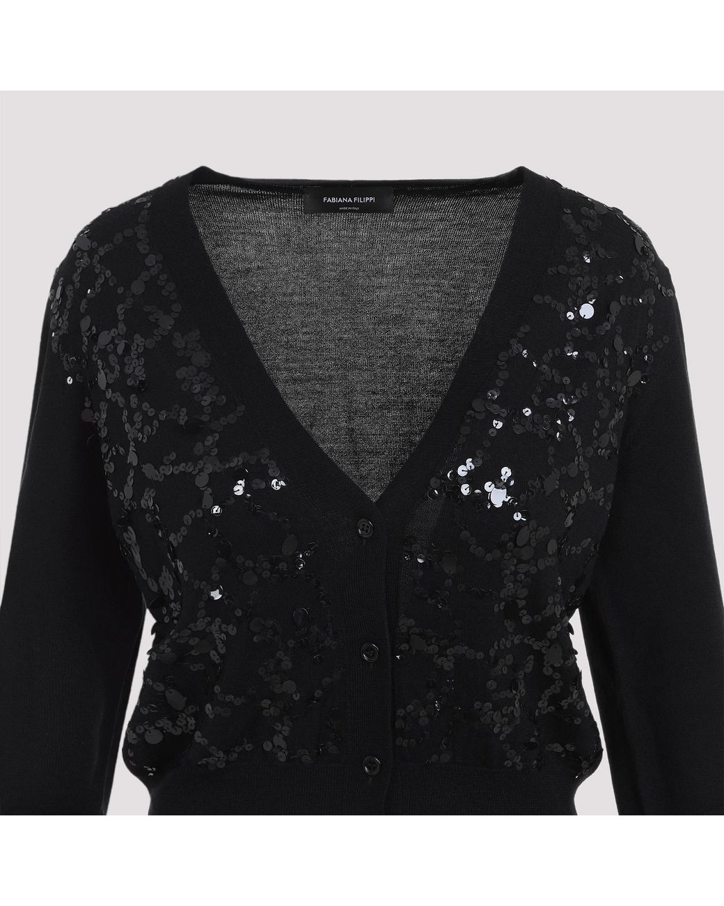 Fabiana Filippi Black Sequin Embellished Cropped Cardigan