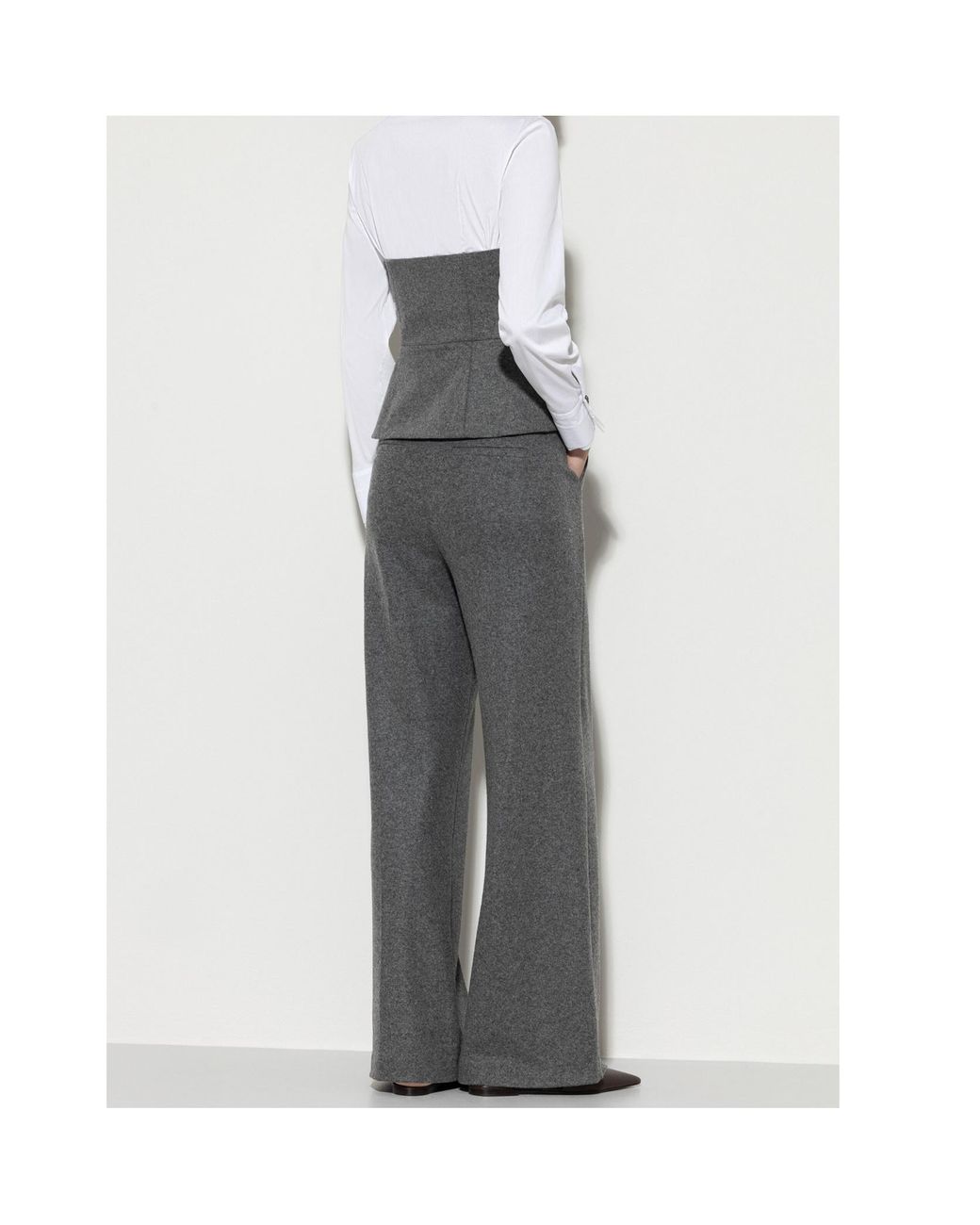 Luisa Cerano Gray Belt-Loop Casual Pants