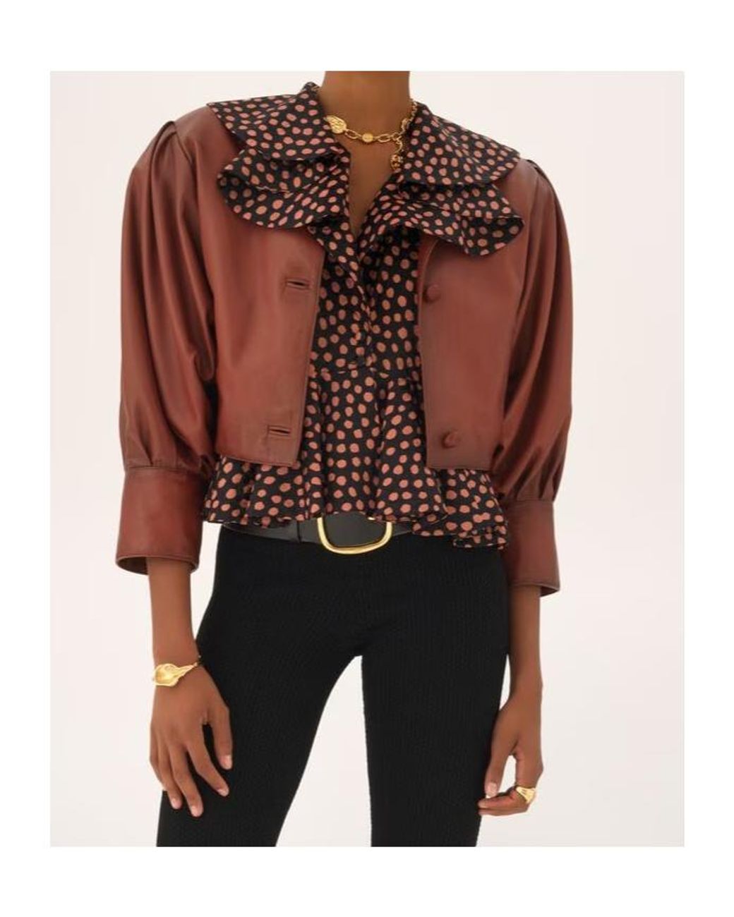 Chloé Red Chloé Collarless Leather Cropped Jacket