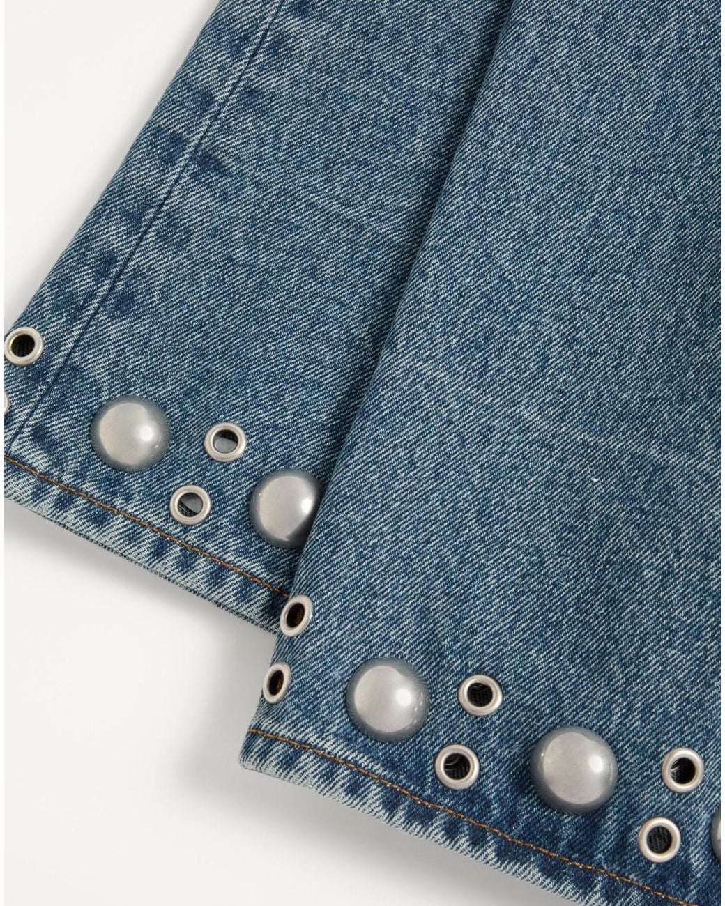 Valentino Blue Eyelet Detailed Straight-Leg Jeans for men