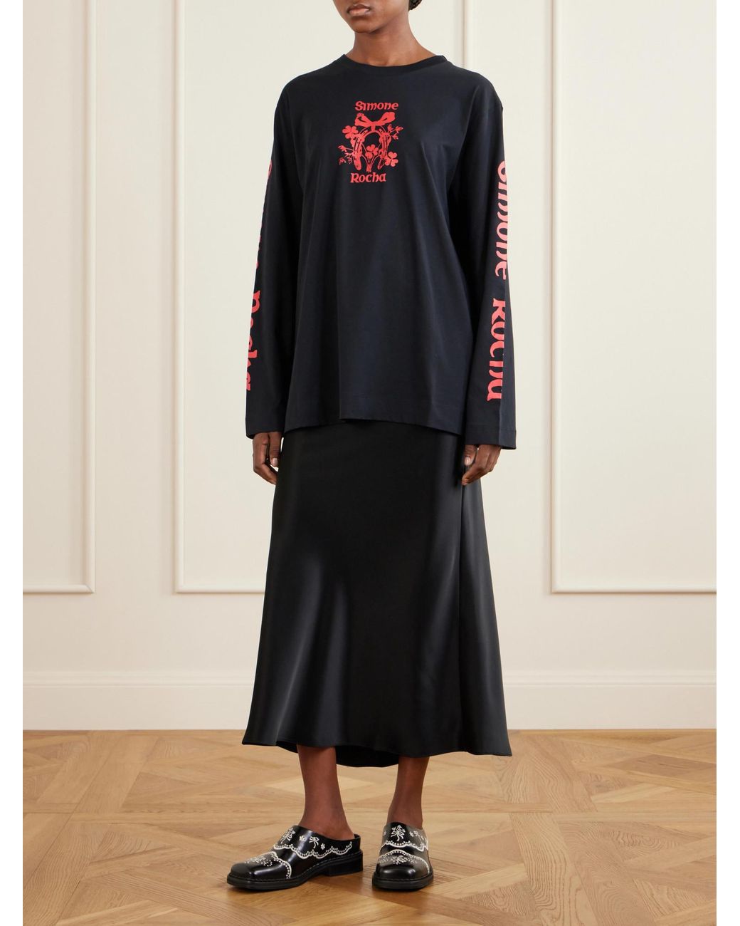 Simone Rocha Blue Logo-Printed Cotton-Jersey T-Shirt
