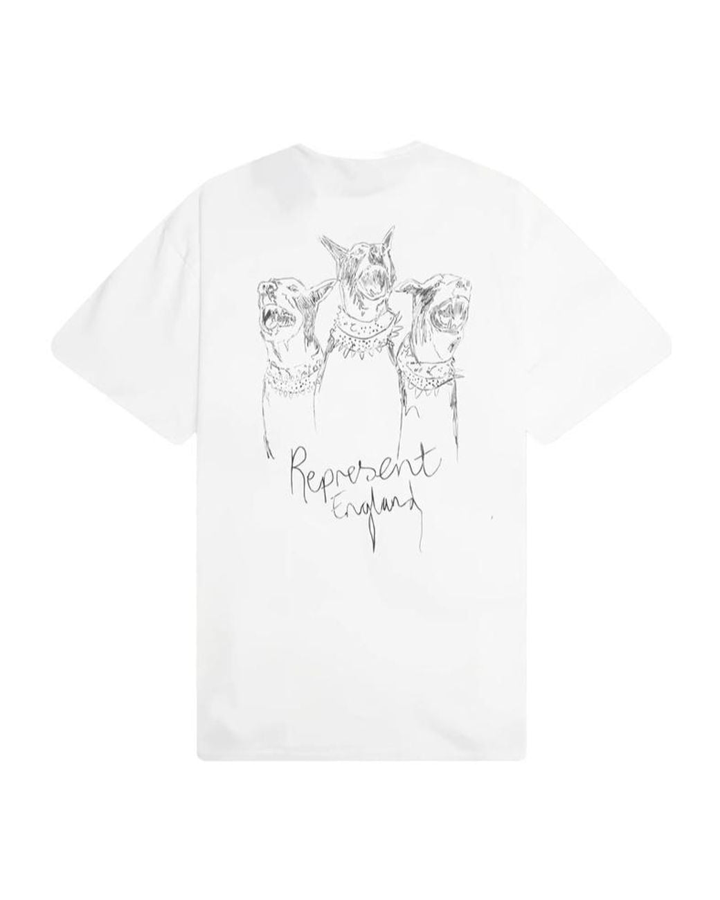 Represent White Hand Drawn Dogs T-Shirt for men