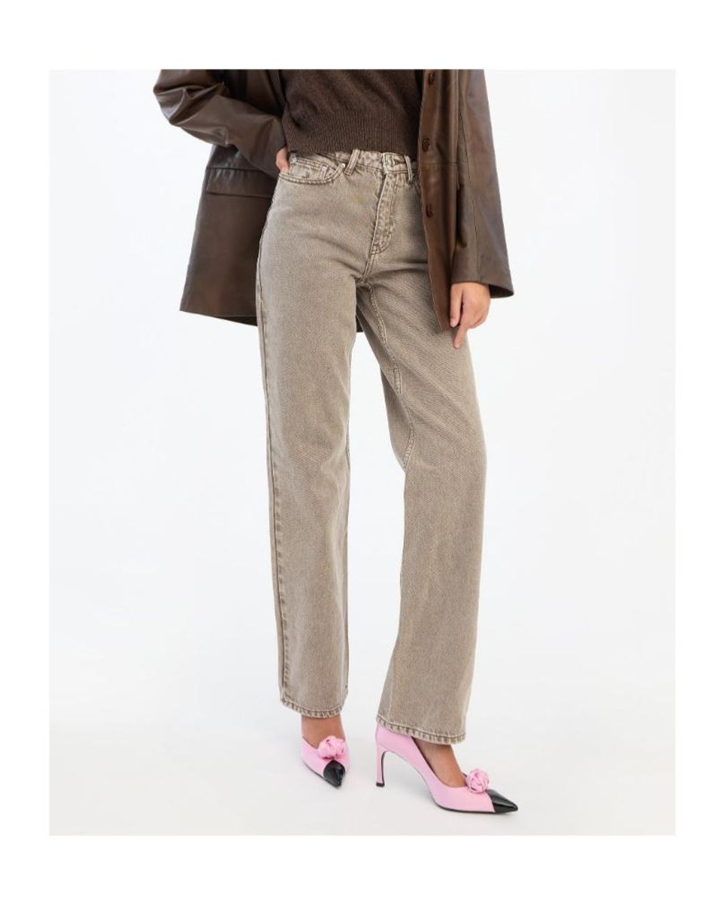 ROTATE BIRGER CHRISTENSEN Gray Loose Straight-Leg Jeans