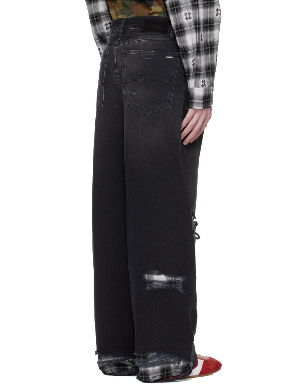 Amiri Black Flannel Repair Baggy Jeans for men