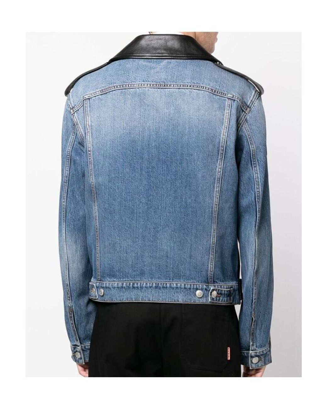 McQueen Black Panelled Biker Jacket for men