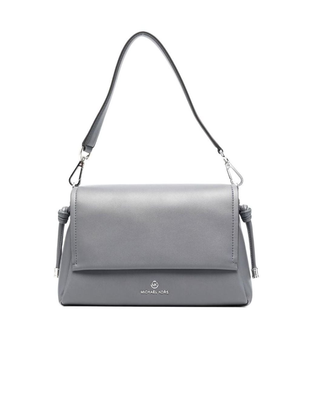 Michael Kors Gray Logo-Plaque Leather Shoulder Bag
