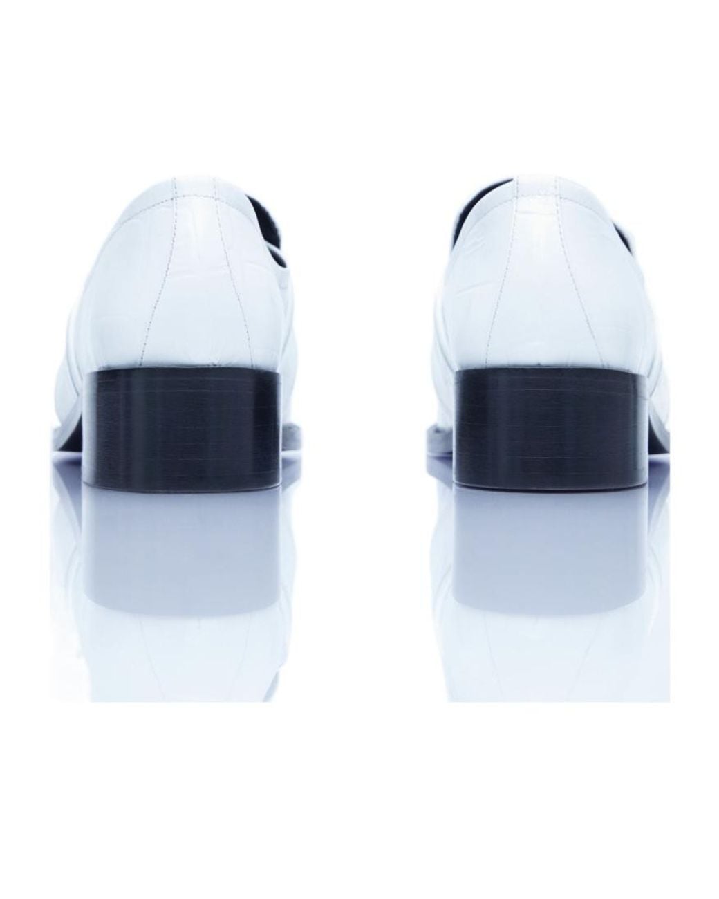 By Far White Embossed Round Head Loafers