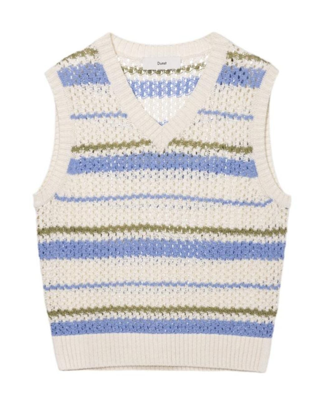 DUNST Gray Striped Chunky-Knit Vest for men