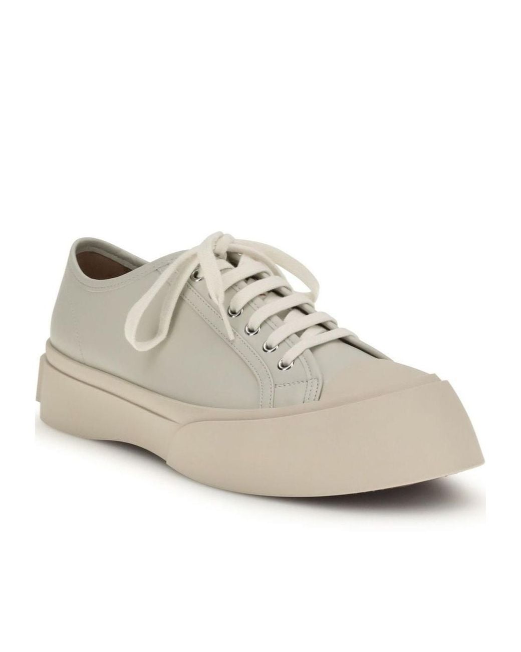 Marni White Pablo Logo Patch Lace-Up Sneakers for men