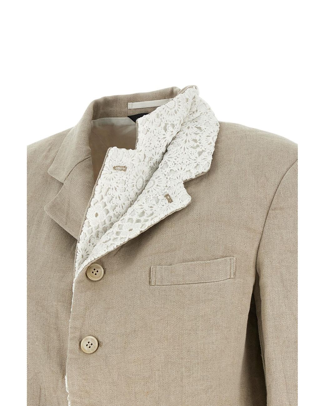 Comme des Garçons Natural Comme Des Garçons Lace Detailed Jacket