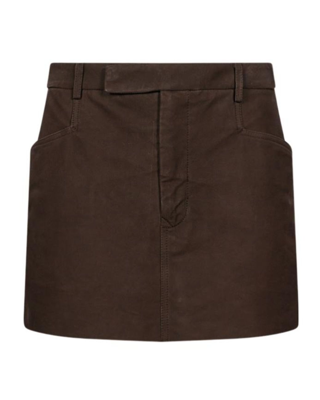 Rick Owens Brown Belt Loop Midi Skirt