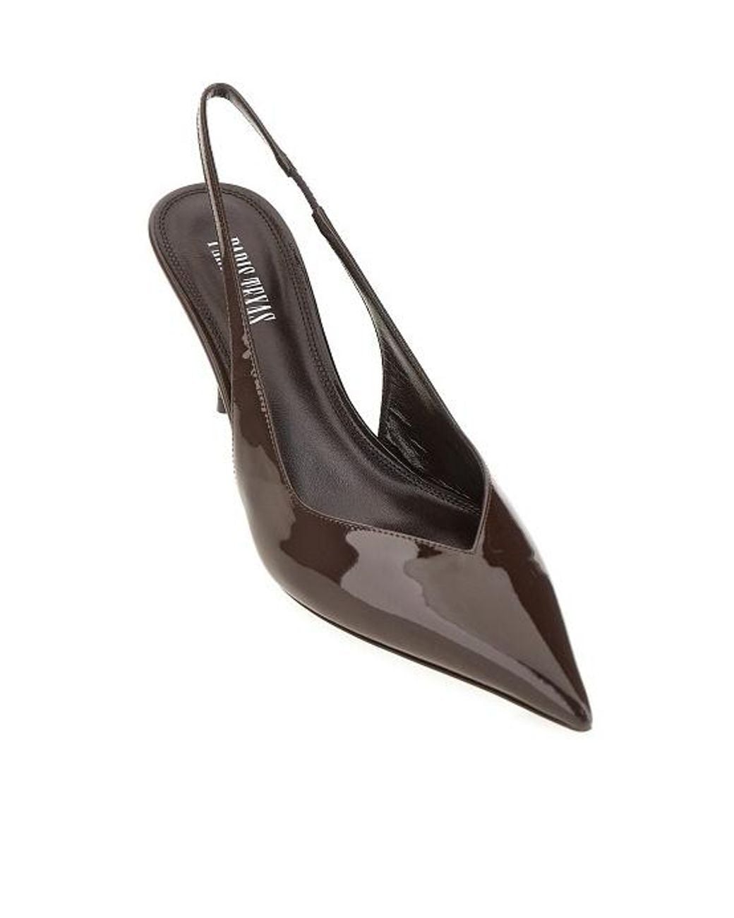 Paris Texas Brown Lidia Patent-Leather Slingback Pumps