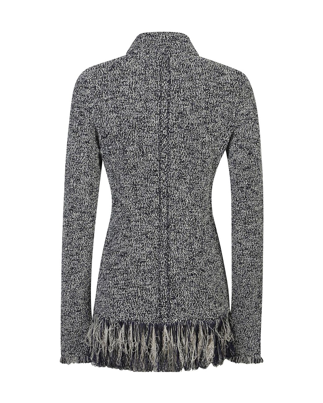 Rabanne Gray Full-Zip Fringed Cardigan