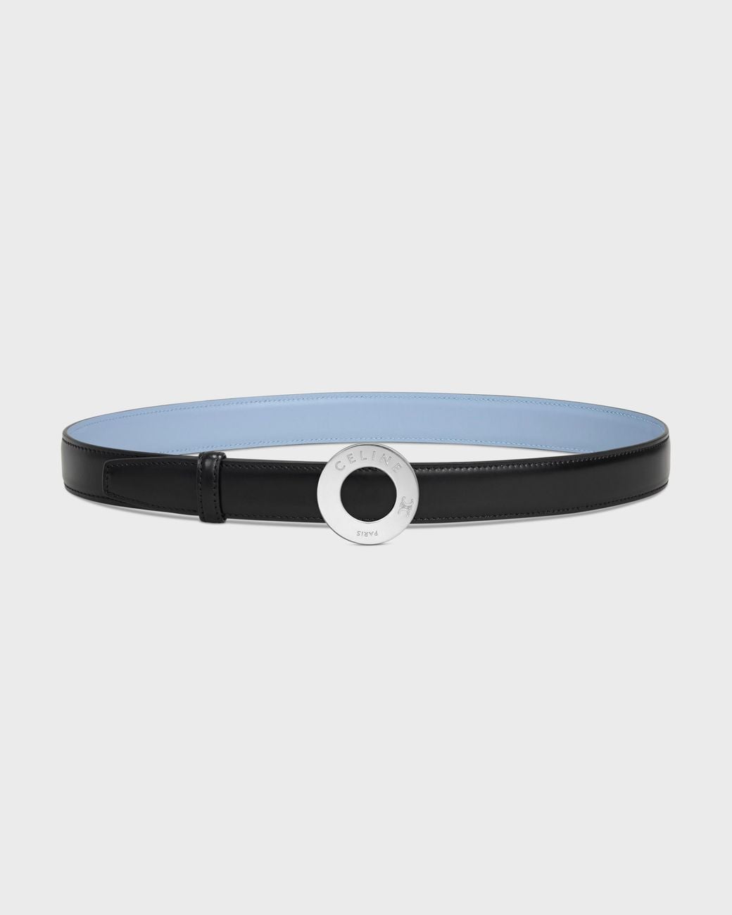 Céline White 25Mm Double-Sided Leather Belt With Disc Buckle
