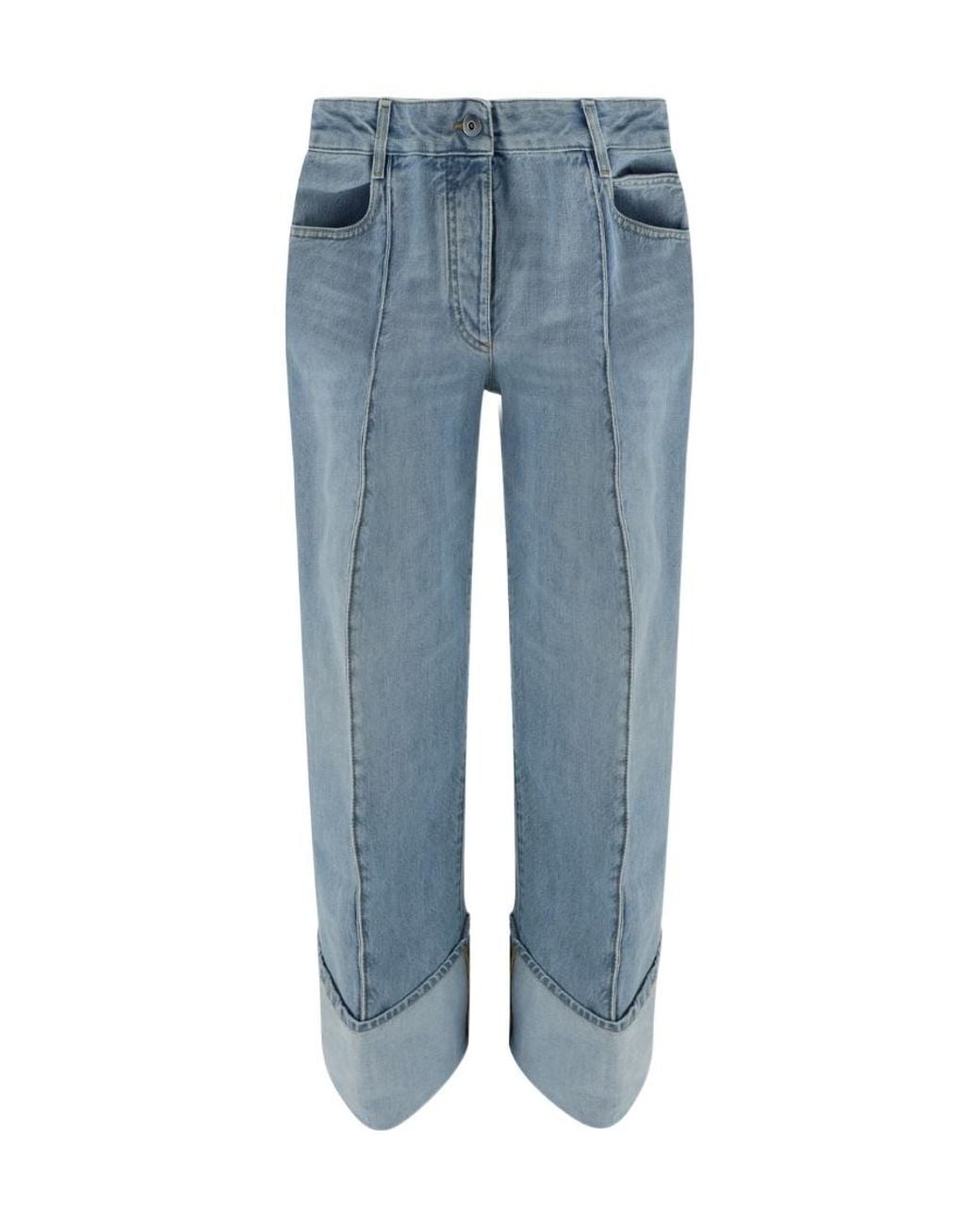 Bottega Veneta Blue Turn-Up Hem Denim Jeans
