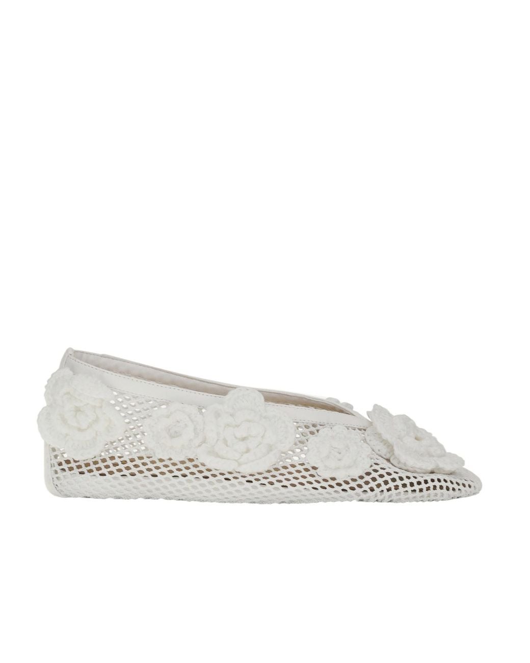 Ganni Gray Jenny Mesh Floral Ballet Flats