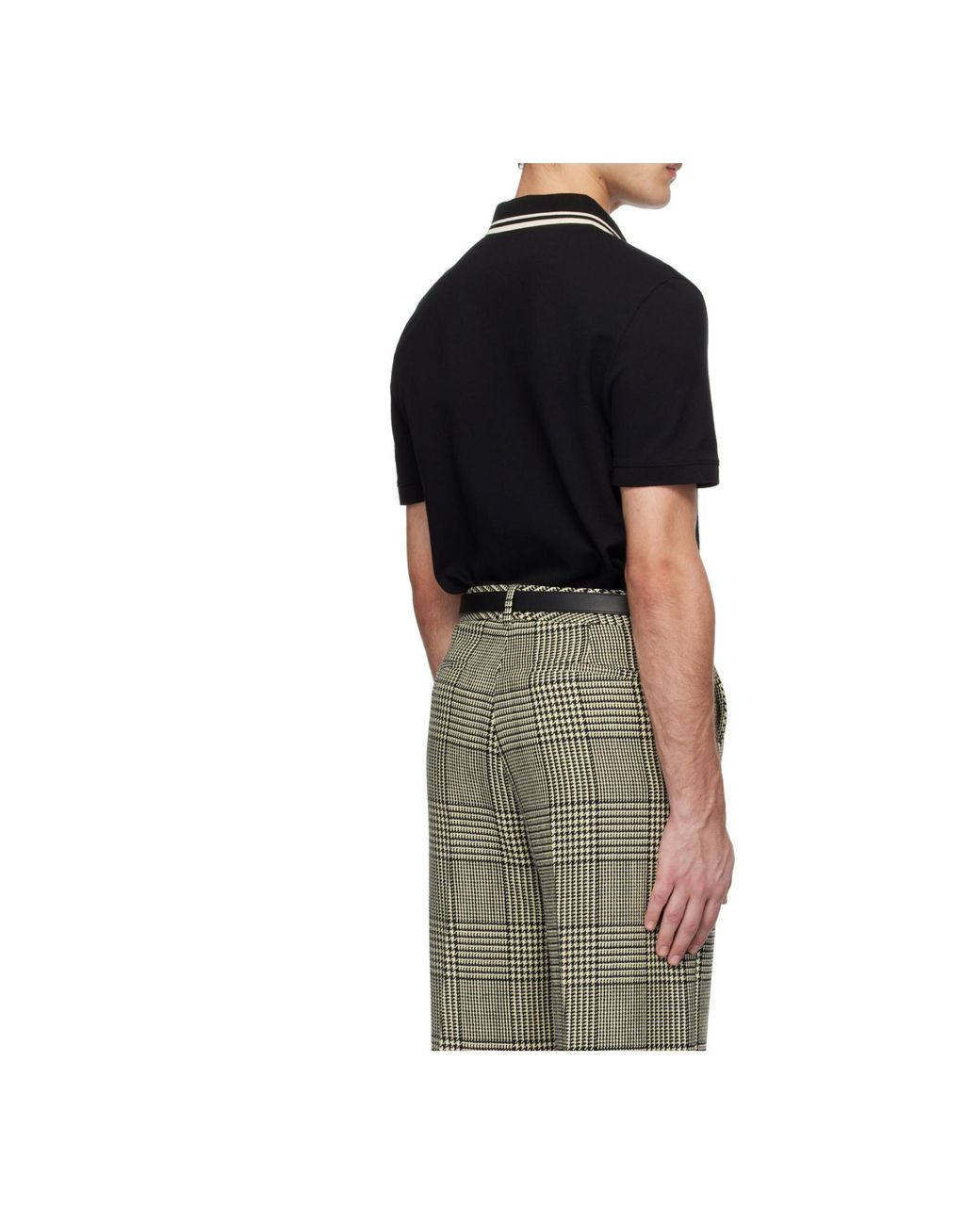 Valentino Black Logo Embroidered Straight Hem Polo Shirt for men