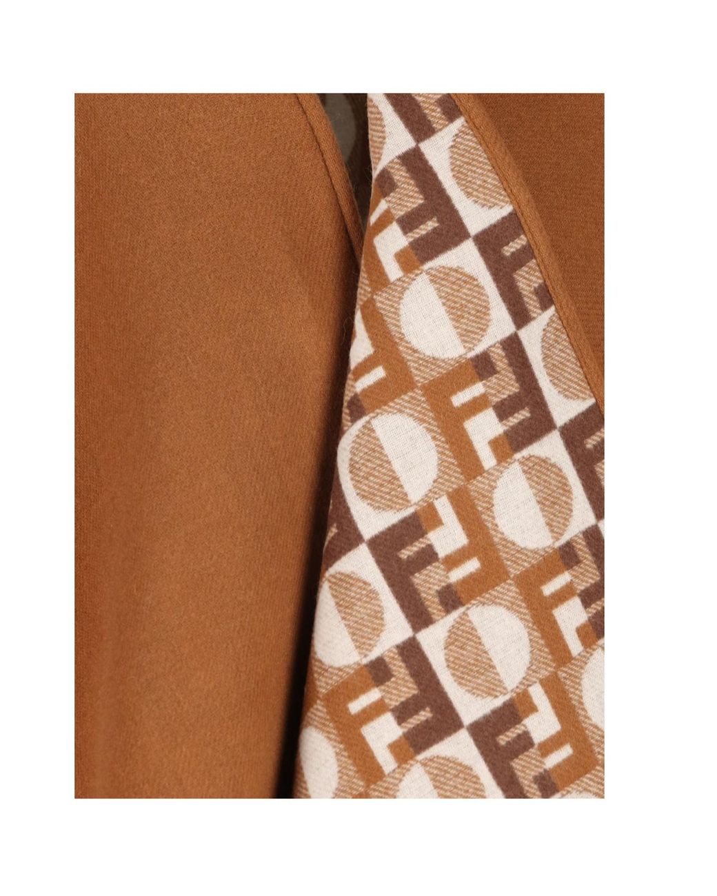 Fendi Brown Ff Jacquard Fringed-Edge Cape