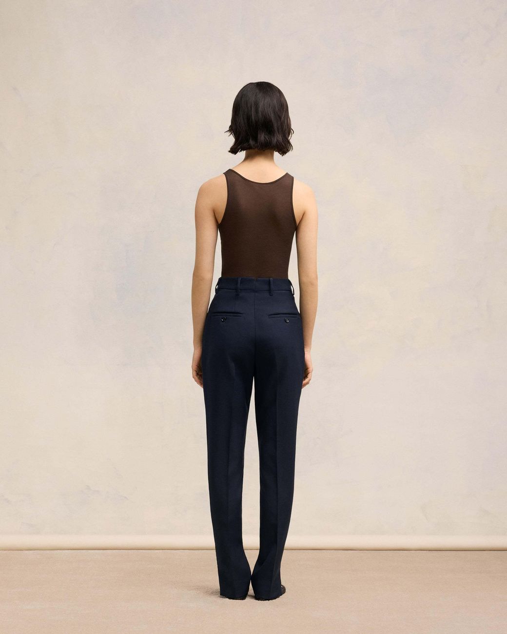 AMI Blue Ami High Waisted Cigarette Trousers
