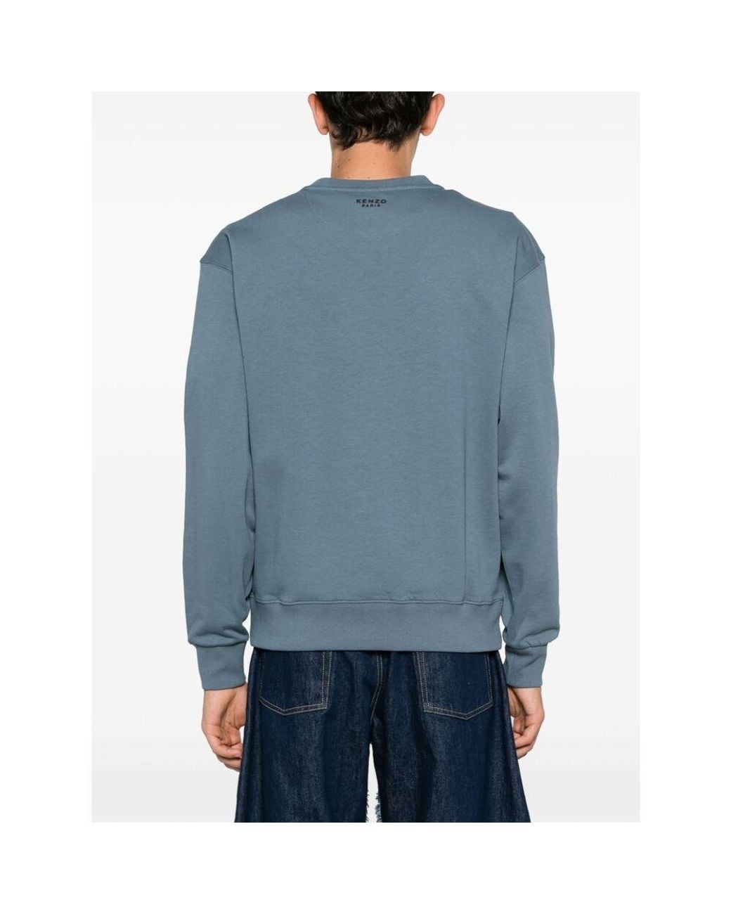 KENZO Blue Lucky Tiger Embroidered Crewneck Sweatshirt for men