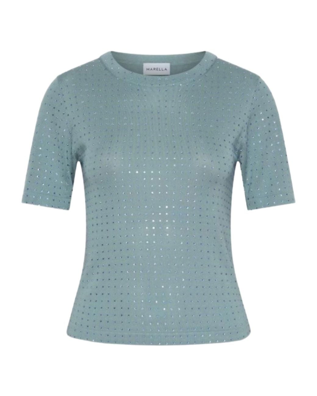 Marella Blue Rhinestone-Embellished T-Shirt