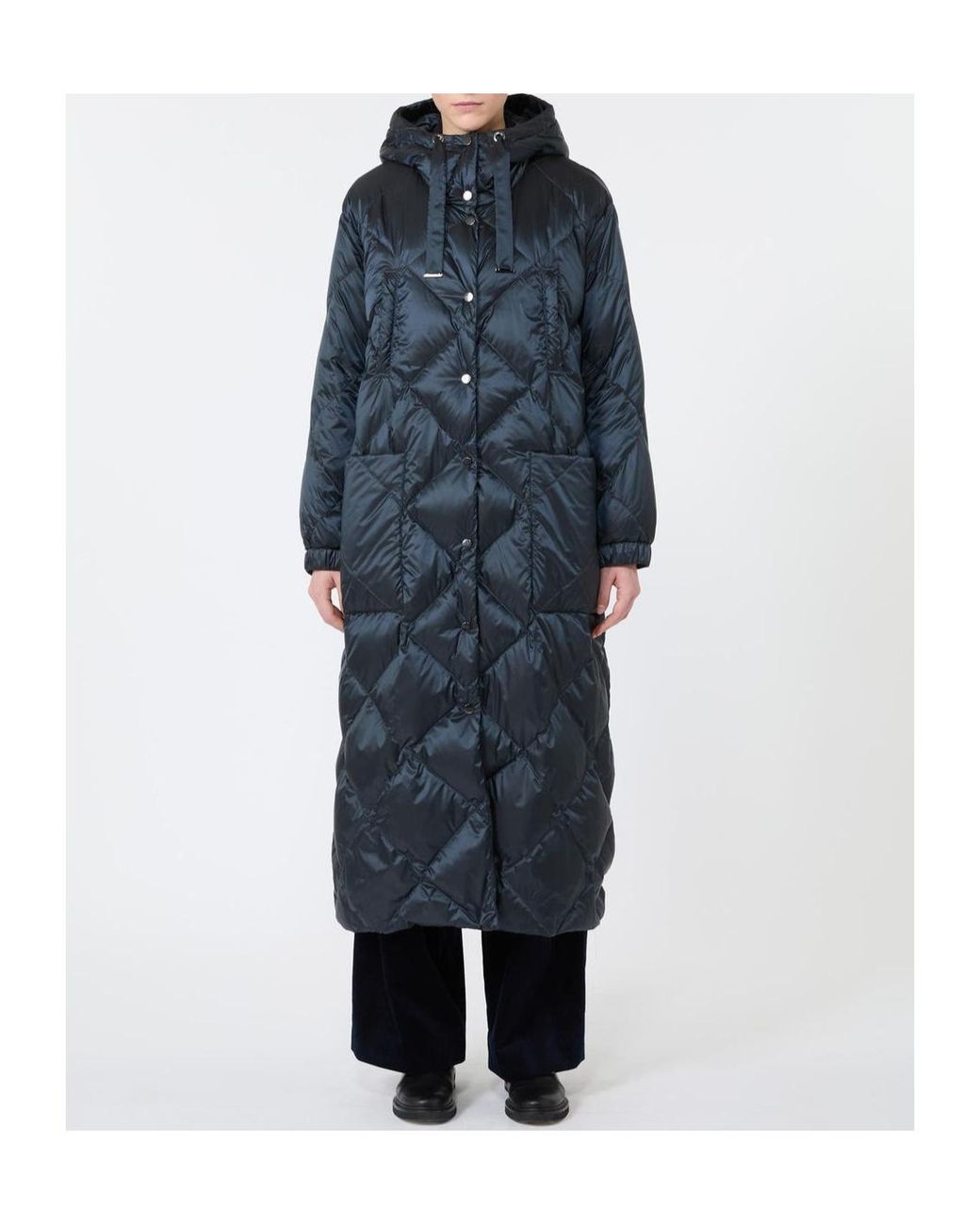 Max Mara Blue Long-Sleeve Hooded Padded Jacket