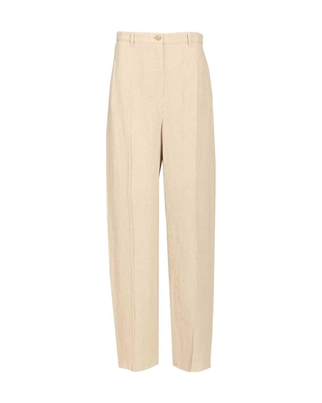 Emporio Armani Natural Pleat Detailed Tailored Trousers