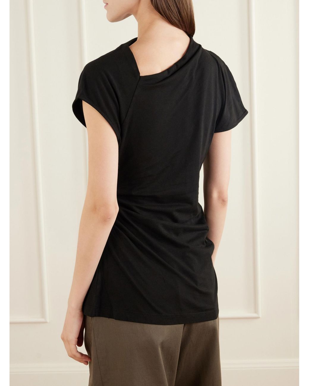 Agolde Black Gathered Jersey T-Shirt